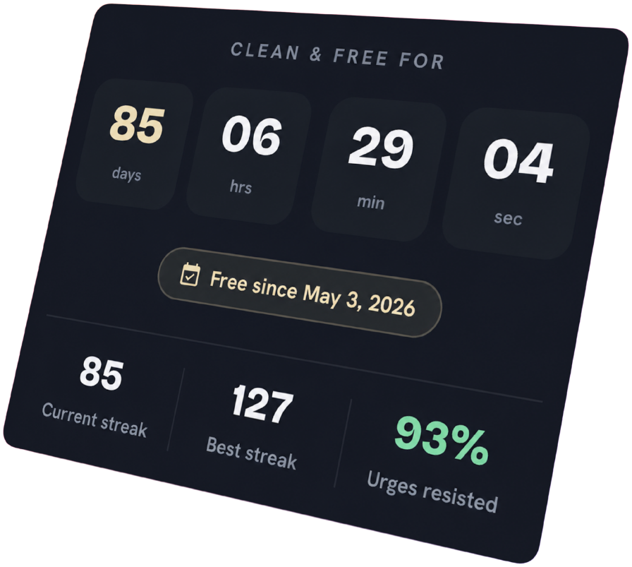 Streak card reading “clean and free for”