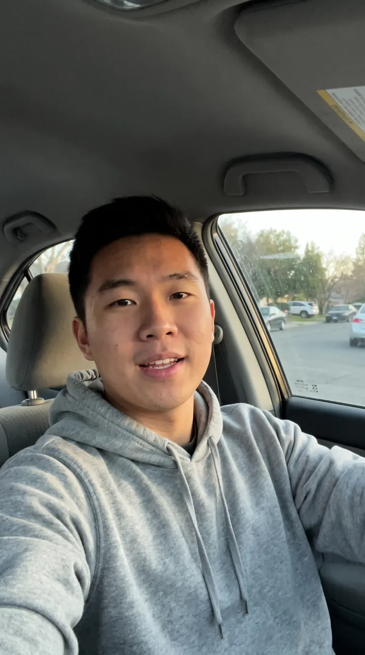 Creator filming a video in a car